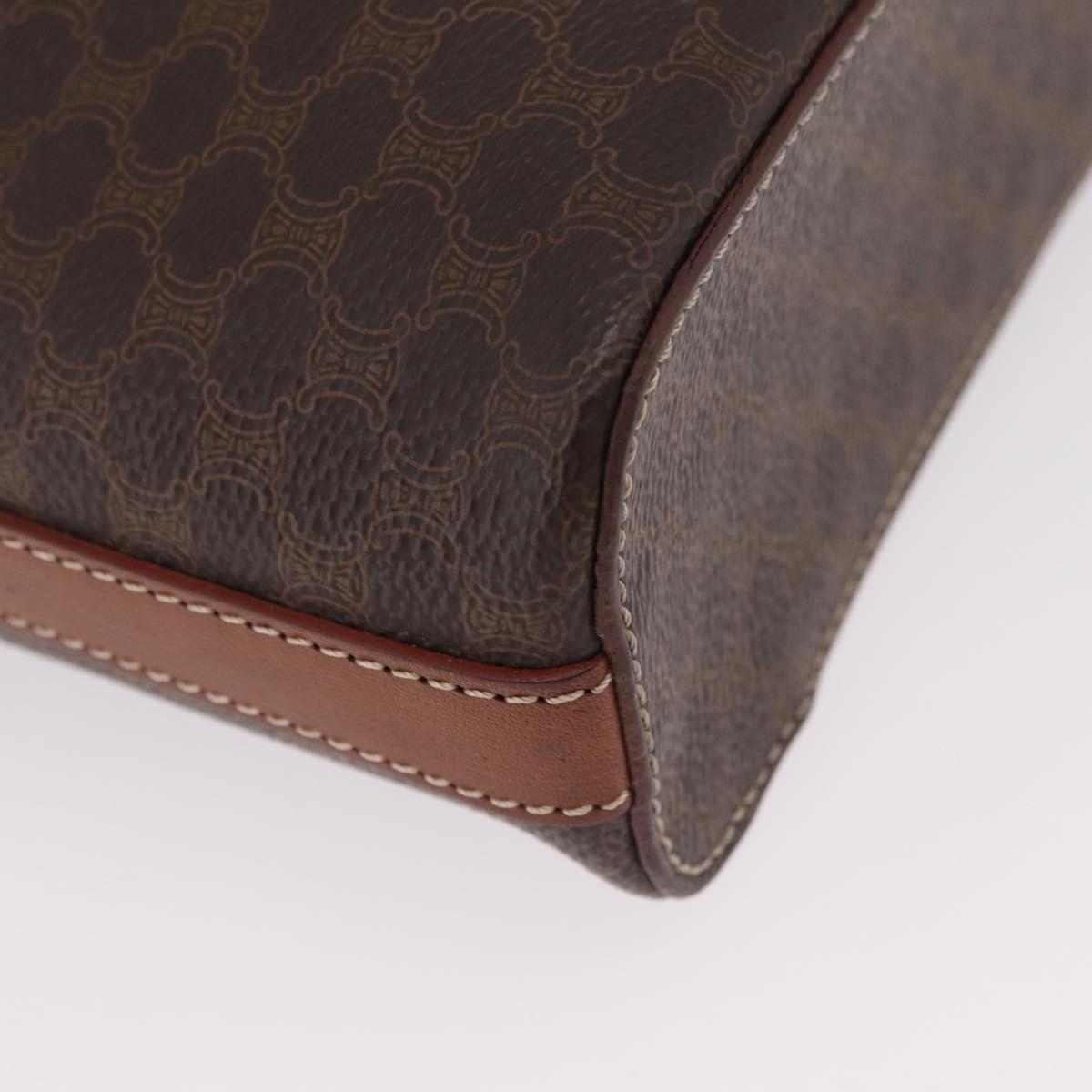 CELINE Macadam Canvas Vanity Hand Bag PVC Leather 2way Brown Gold Auth ep16269