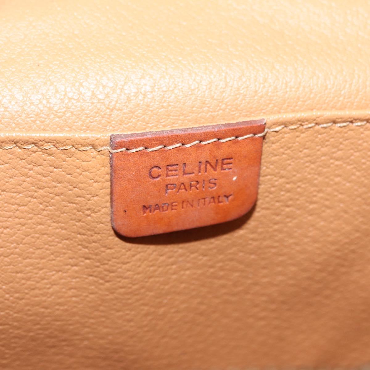 CELINE Macadam Canvas Vanity Hand Bag PVC Leather 2way Brown Gold Auth ep16269