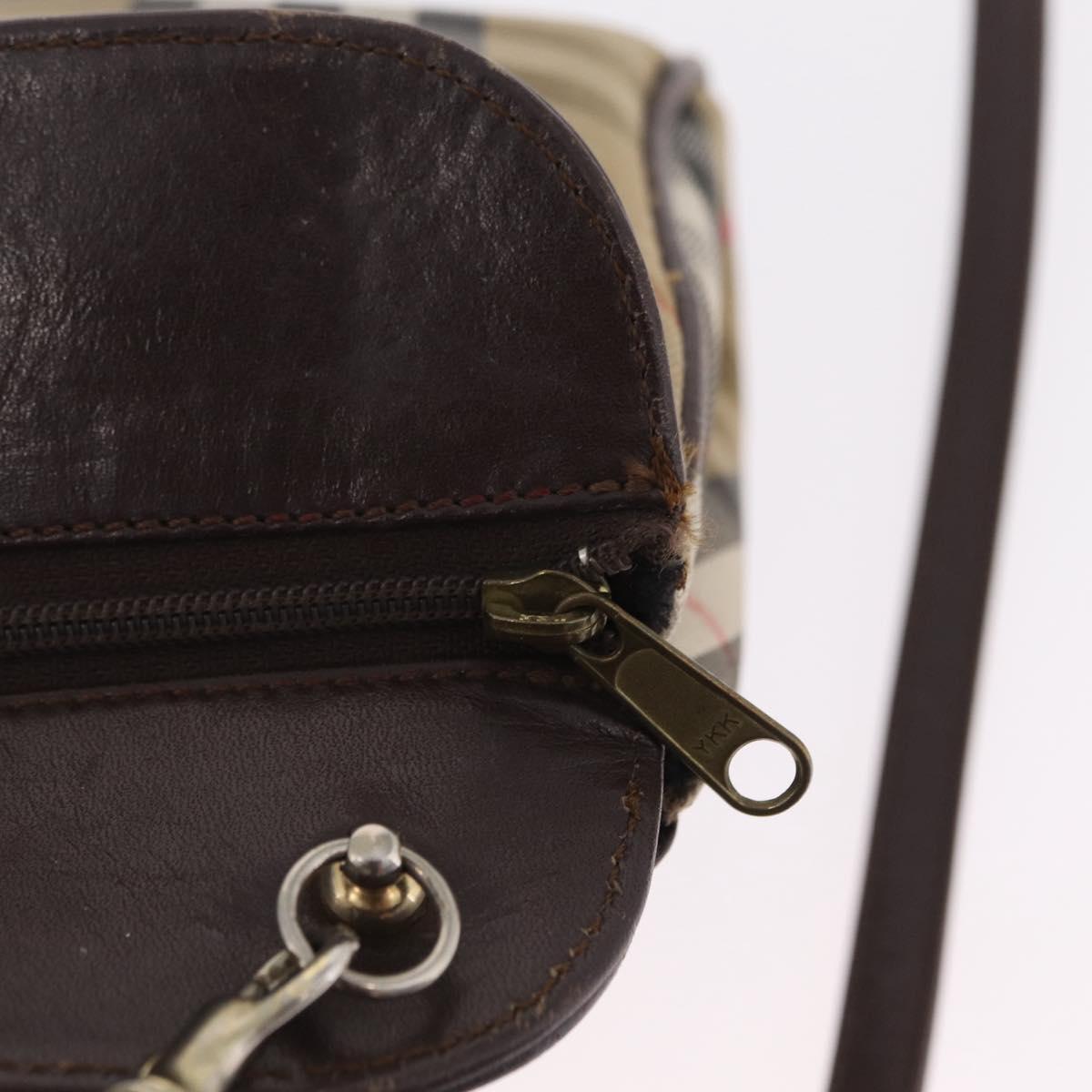 Burberrys Nova Check Shoulder Bag Canvas Beige Gold Auth ep16270