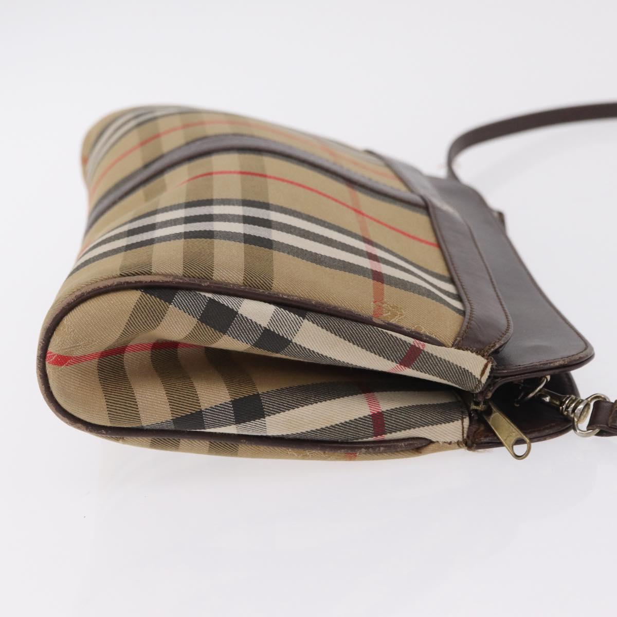Burberrys Nova Check Shoulder Bag Canvas Beige Gold Auth ep16270