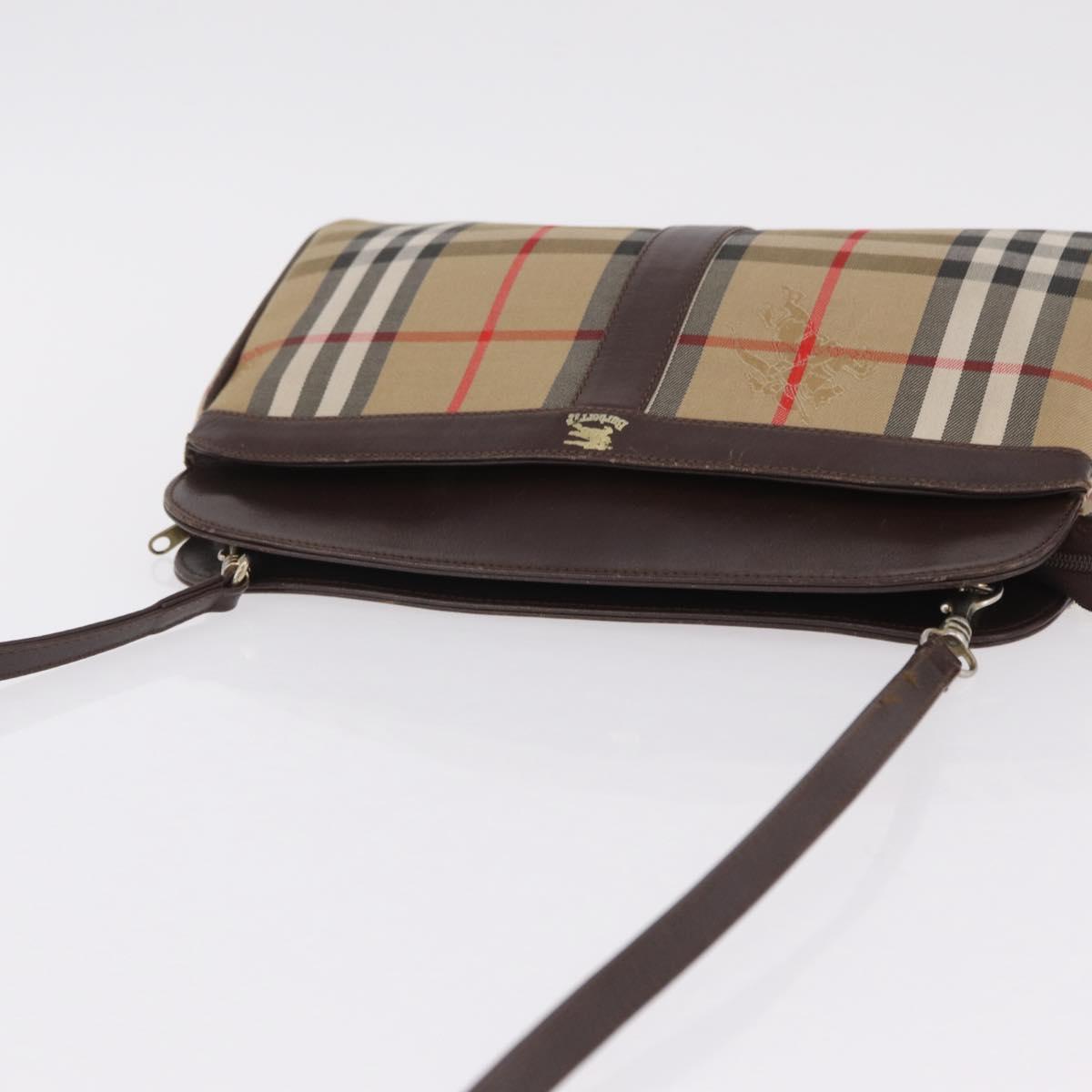 Burberrys Nova Check Shoulder Bag Canvas Beige Gold Auth ep16270