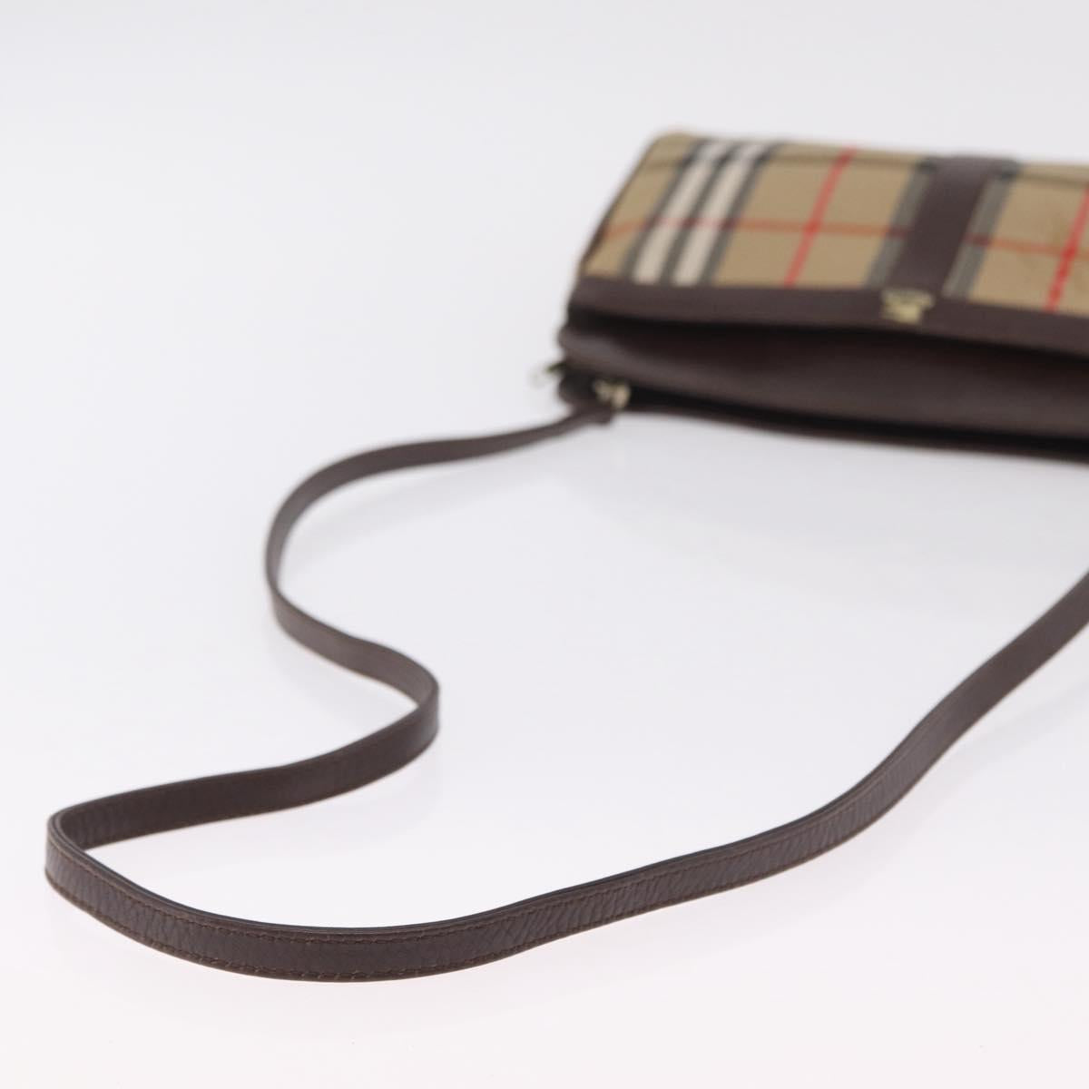 Burberrys Nova Check Shoulder Bag Canvas Beige Gold Auth ep16270