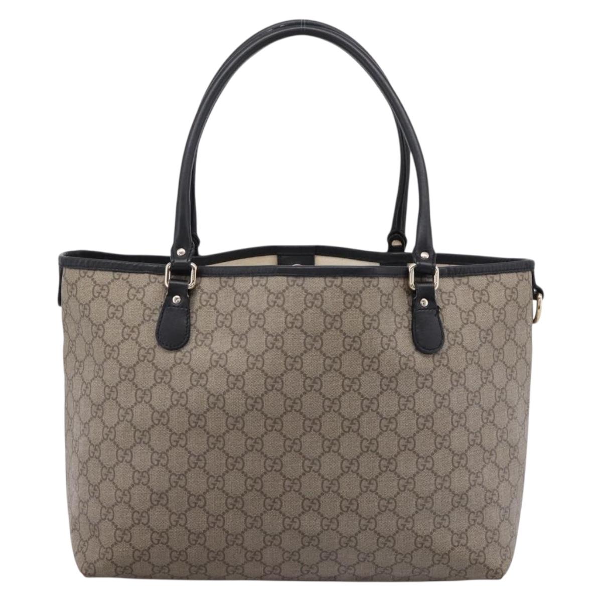 GUCCI GG Supreme Tote Bag PVC Beige Gold 203693 Auth ep16272