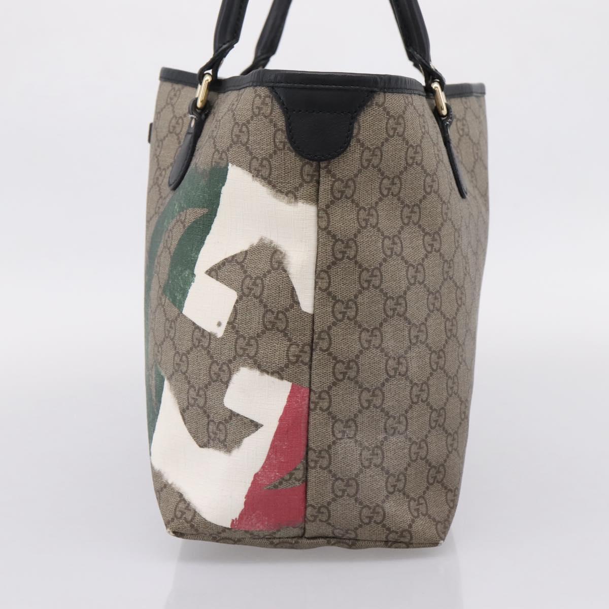 GUCCI GG Supreme Tote Bag PVC Beige Gold 203693 Auth ep16272