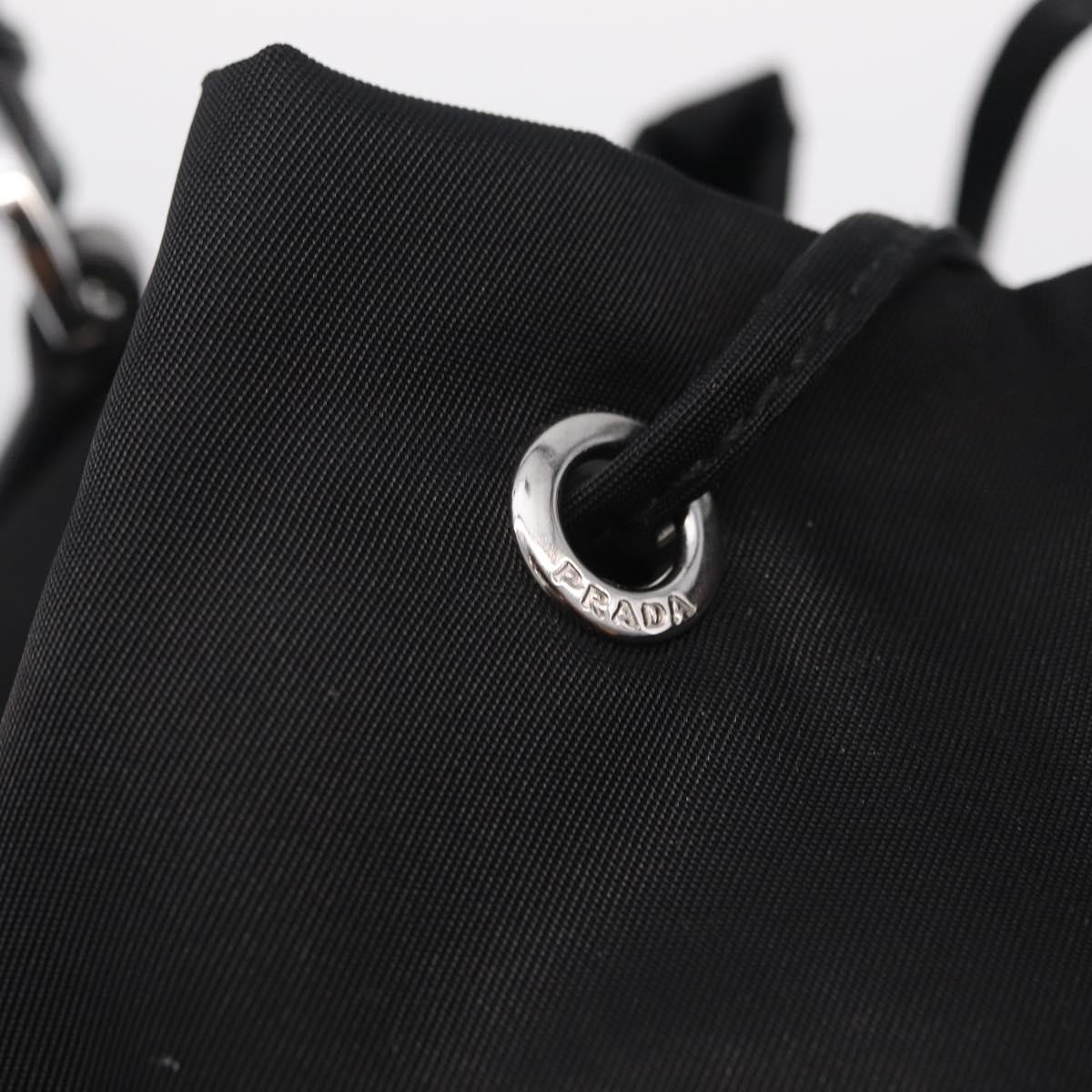 PRADA Hand Bag Nylon Black Silver Auth ep16275V
