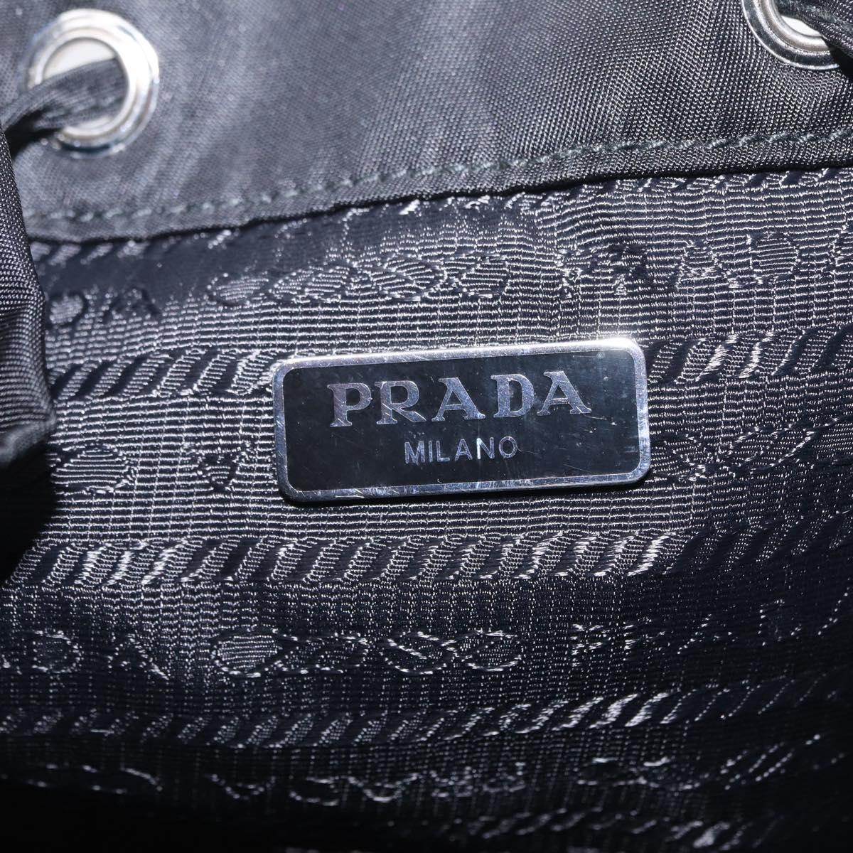 PRADA Hand Bag Nylon Black Silver Auth ep16275V