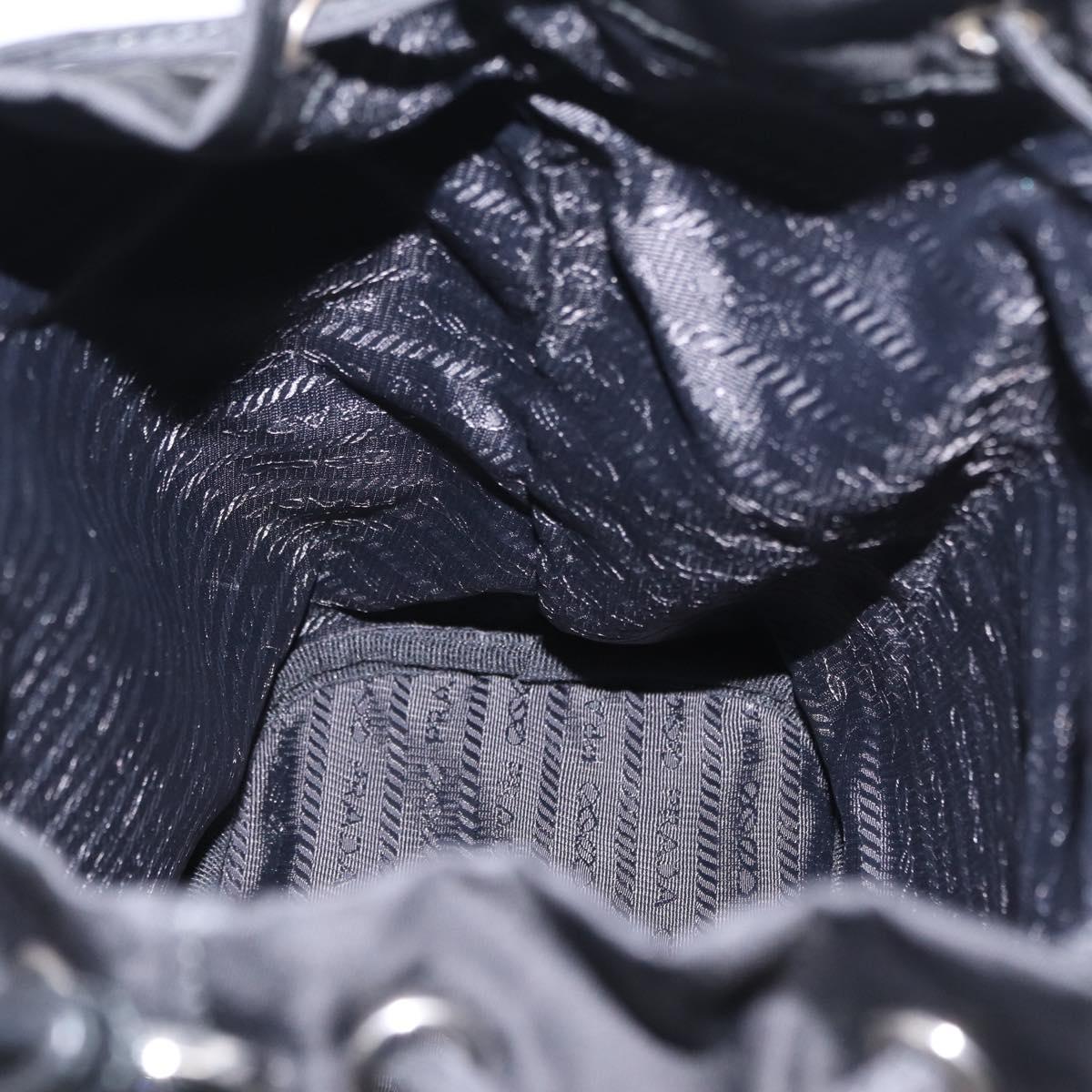 PRADA Hand Bag Nylon Black Silver Auth ep16275V