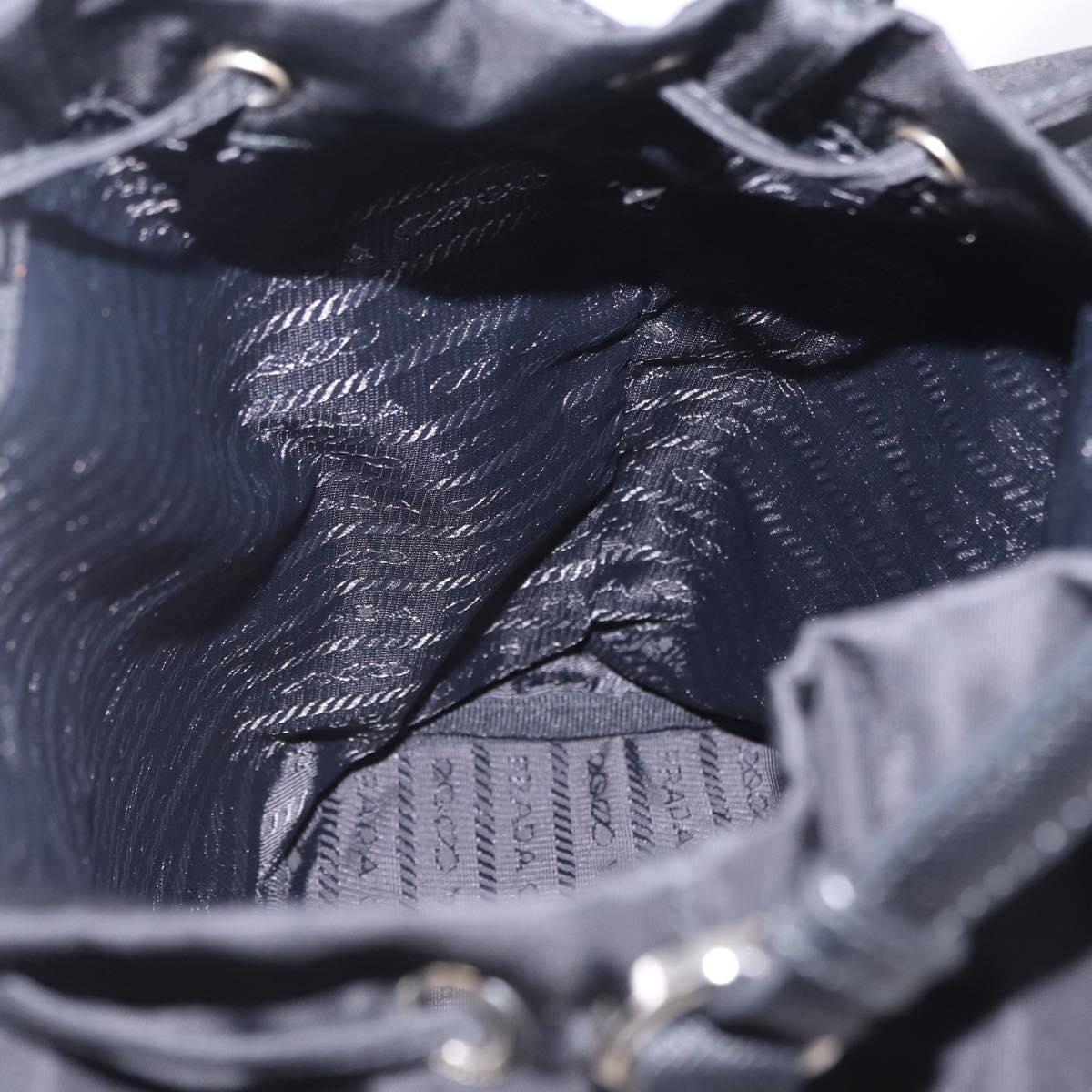 PRADA Hand Bag Nylon Black Silver Auth ep16275V