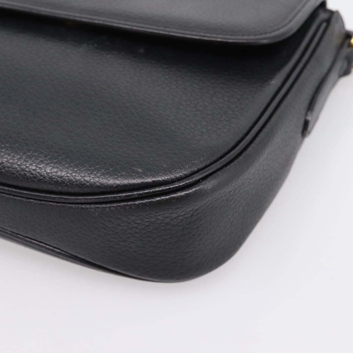 Burberrys Shoulder Bag Leather Black Gold Auth ep16277
