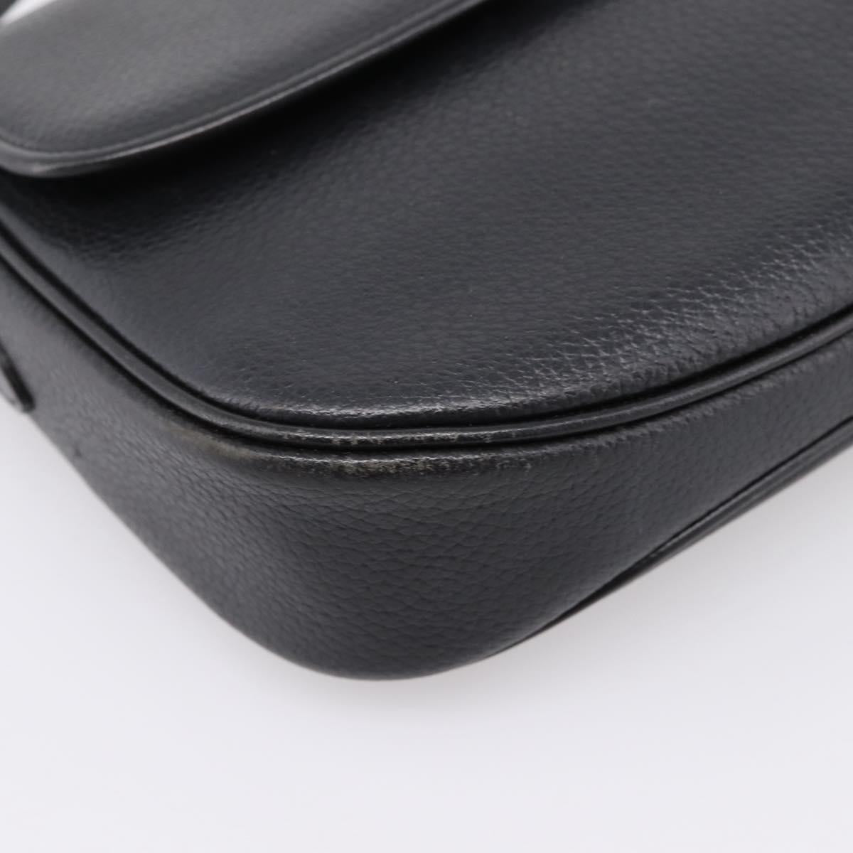 Burberrys Shoulder Bag Leather Black Gold Auth ep16277
