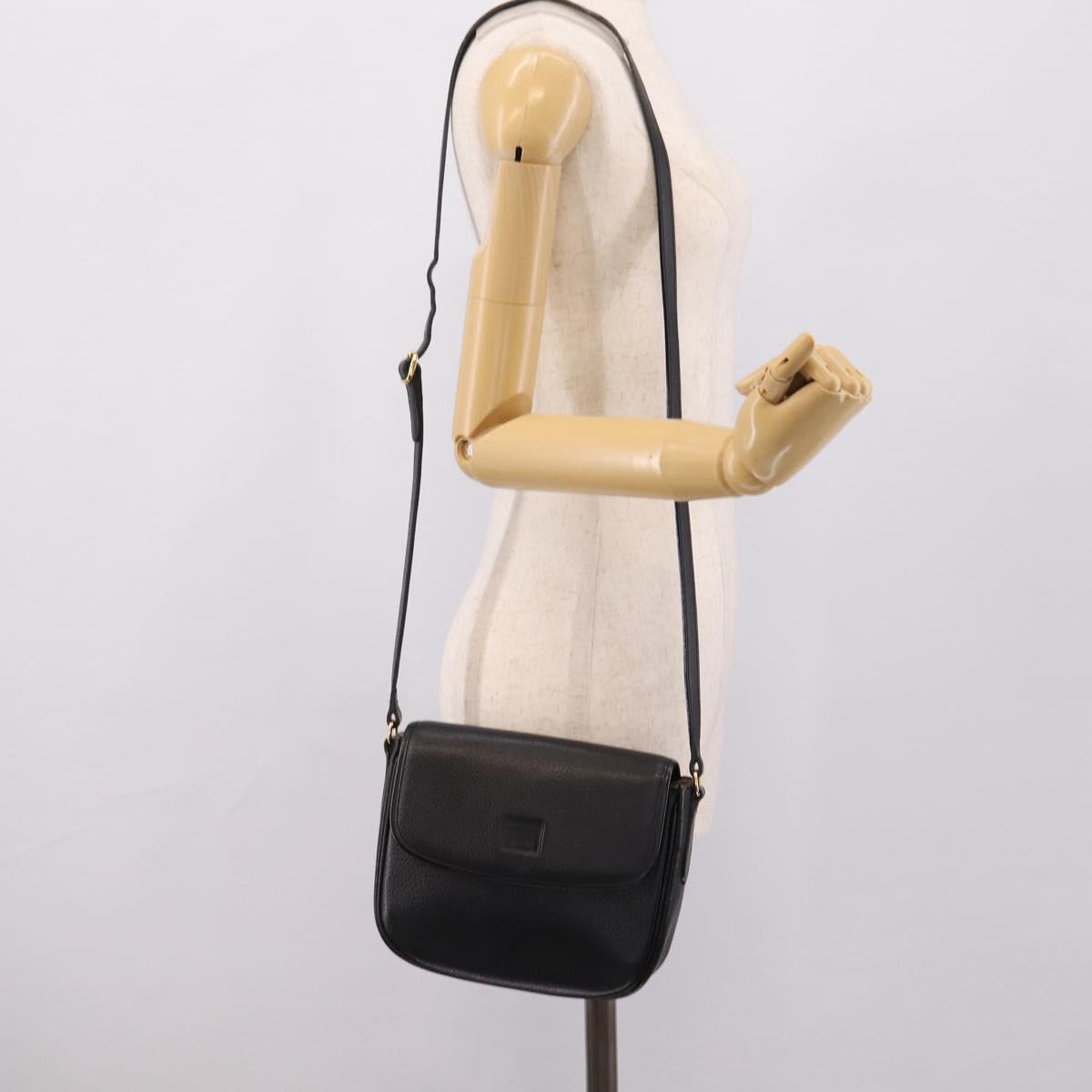 Burberrys Shoulder Bag Leather Black Gold Auth ep16277