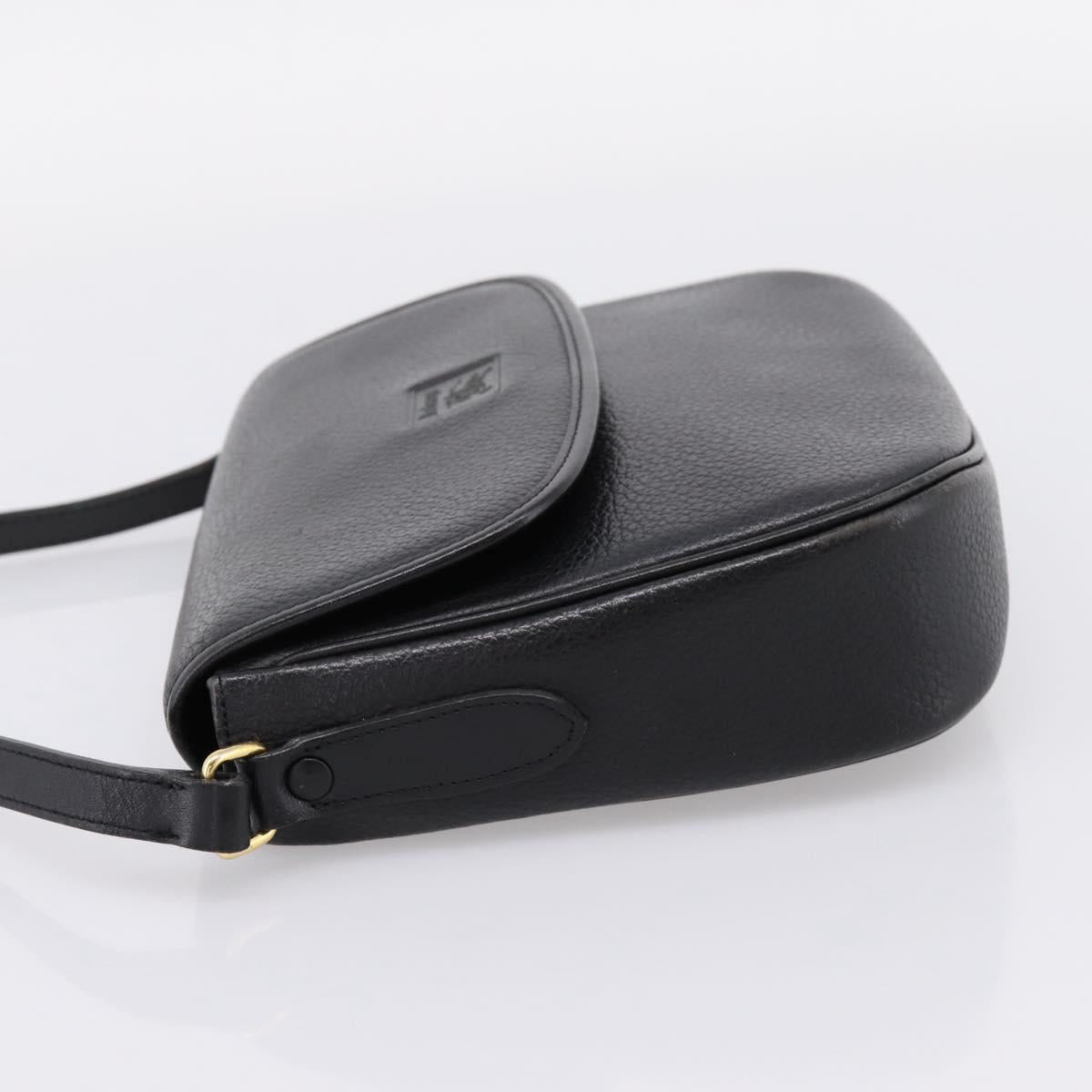 Burberrys Shoulder Bag Leather Black Gold Auth ep16277