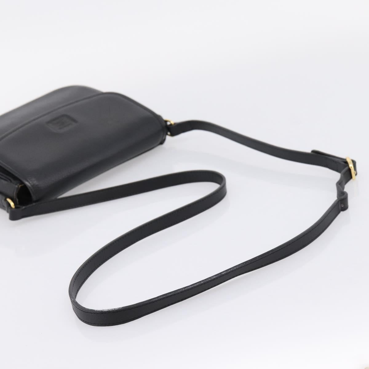 Burberrys Shoulder Bag Leather Black Gold Auth ep16277