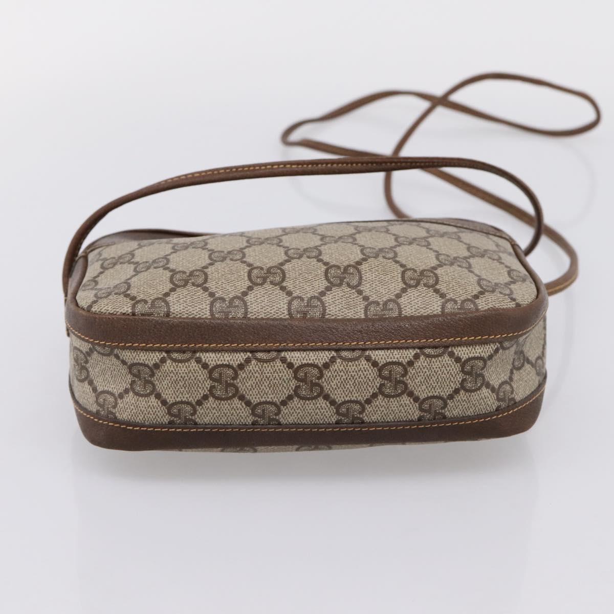 GUCCI GG Supreme Shoulder Bag PVC Beige Gold Auth ep16279