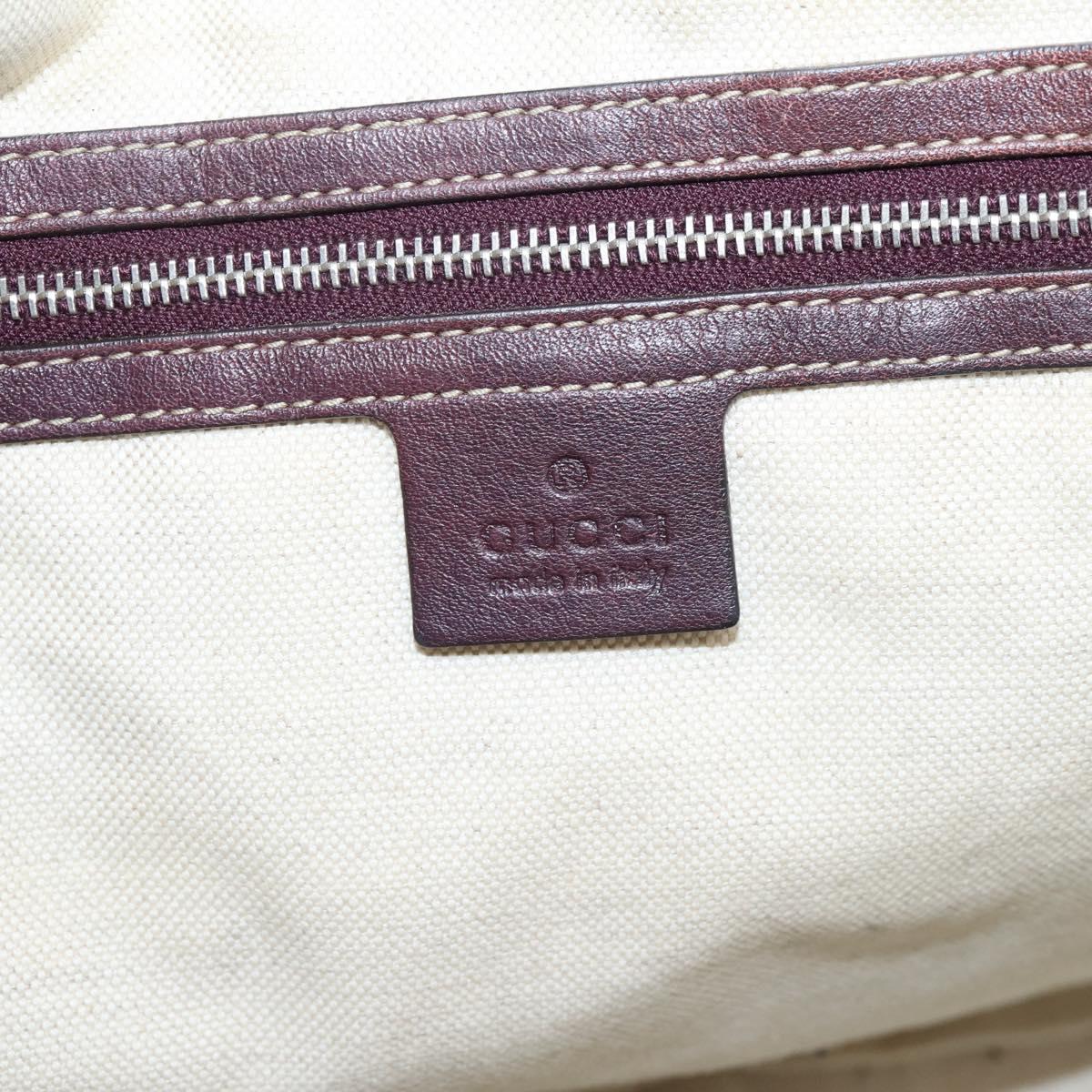 GUCCI Shoulder Bag Leather Wine Red Silver Auth ep16283