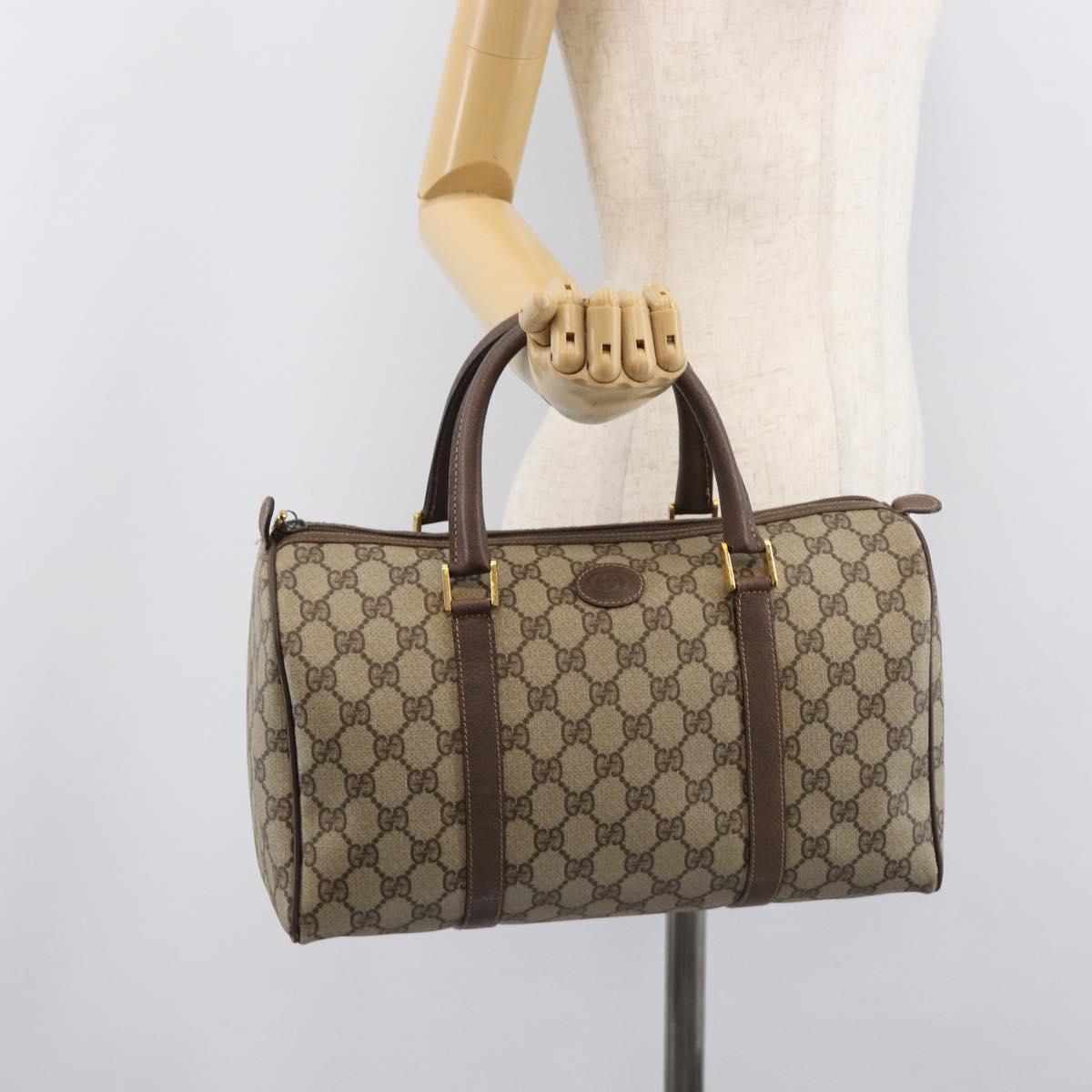 GUCCI GG Supreme Boston Bag PVC Beige Gold 002 39 6842 Auth ep16285A