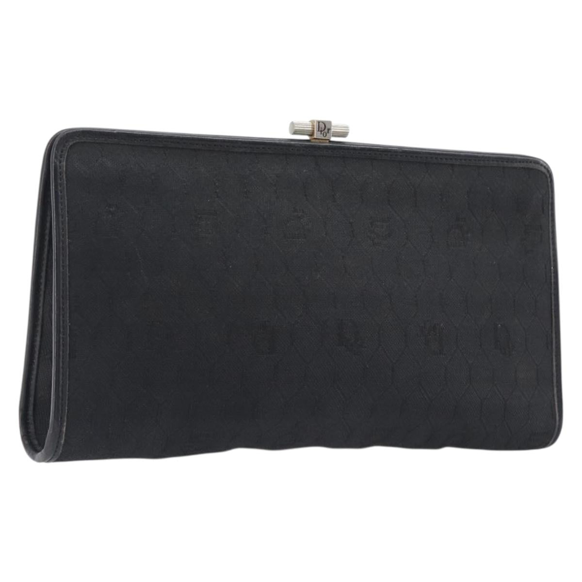 Christian Dior Trotter Clutch Bag Black Silver Auth ep16290