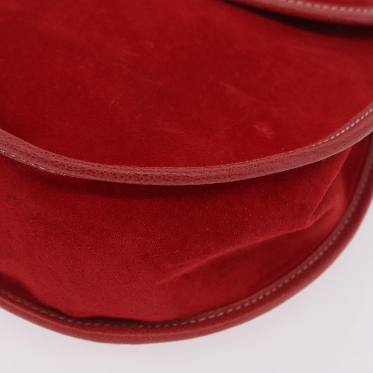 GUCCI Horsebit Shoulder Bag Suede Red Gold 003 2113 0034 Auth ep16294A