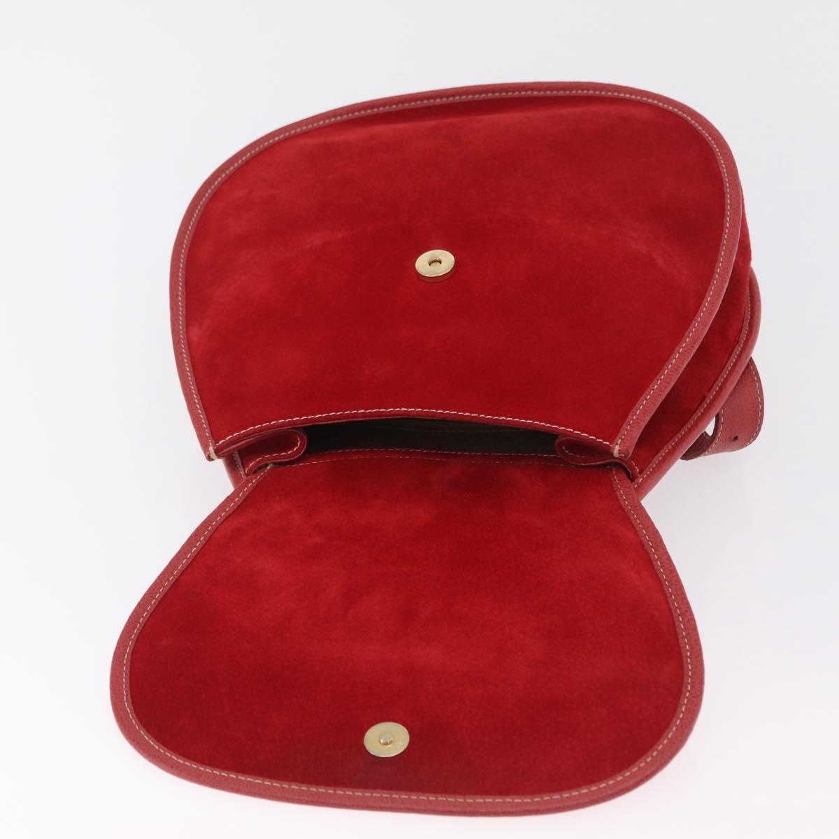GUCCI Horsebit Shoulder Bag Suede Red Gold 003 2113 0034 Auth ep16294A