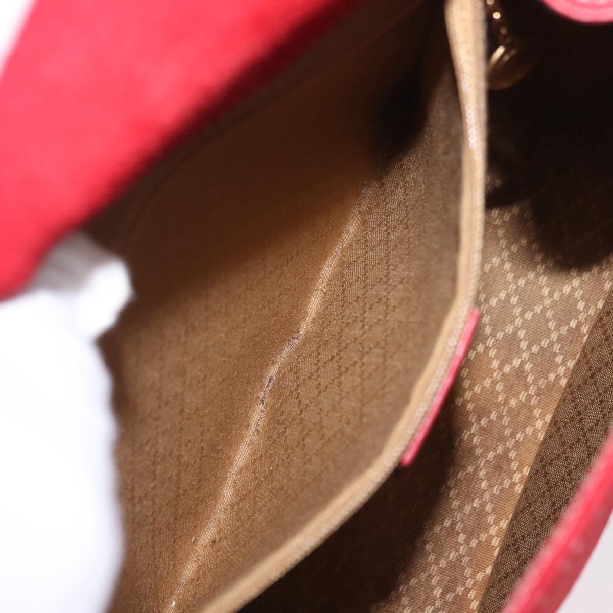 GUCCI Horsebit Shoulder Bag Suede Red Gold 003 2113 0034 Auth ep16294A