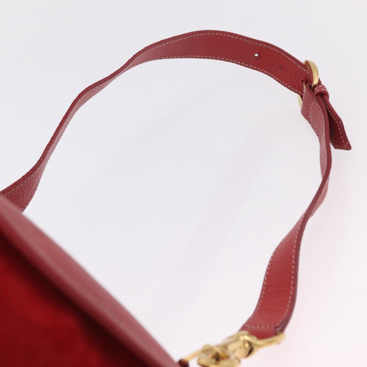 GUCCI Horsebit Shoulder Bag Suede Red Gold 003 2113 0034 Auth ep16294A
