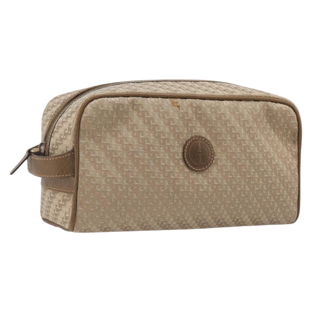 GUCCI Pouch Canvas Beige Gold Auth ep16295