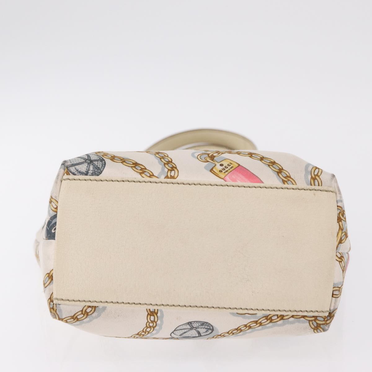 GUCCI Tote Bag Satin White Gold 153361 Auth ep16297