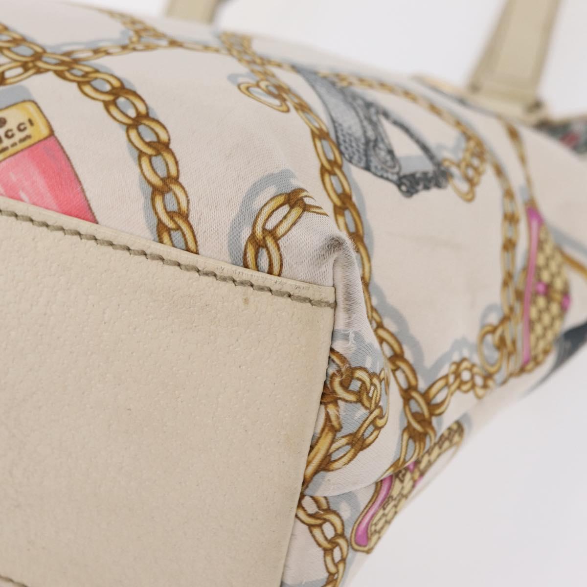 GUCCI Tote Bag Satin White Gold 153361 Auth ep16297