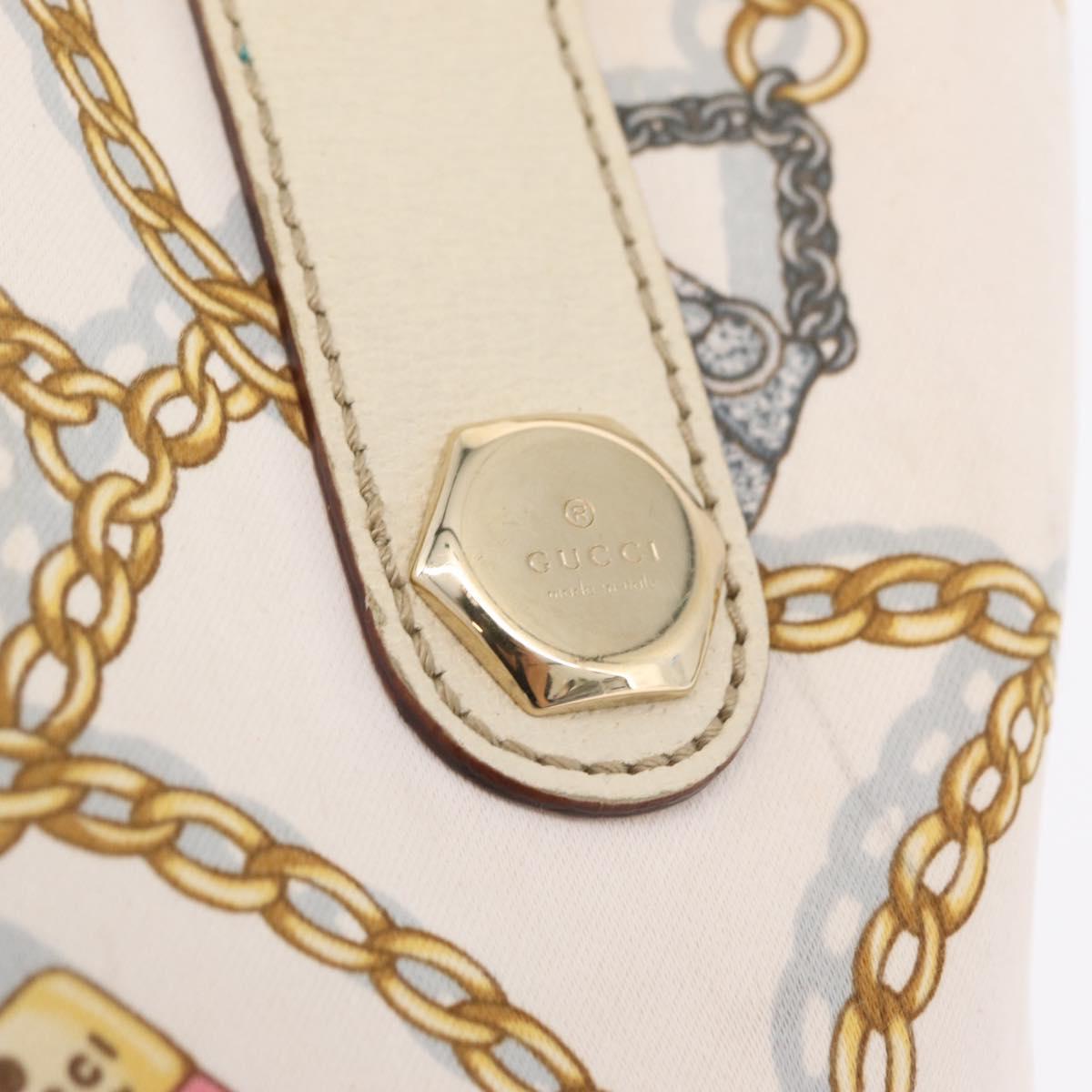 GUCCI Tote Bag Satin White Gold 153361 Auth ep16297
