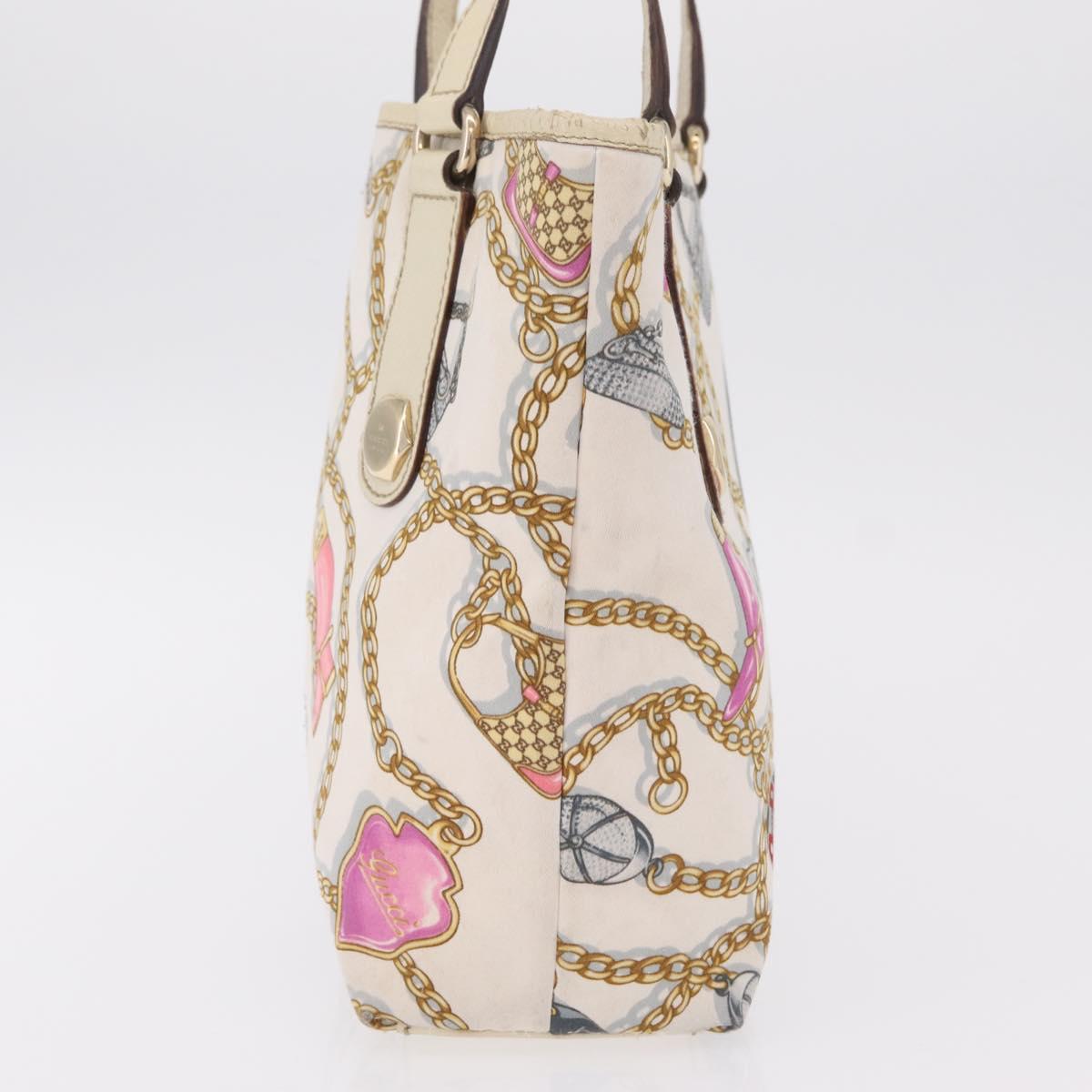 GUCCI Tote Bag Satin White Gold 153361 Auth ep16297