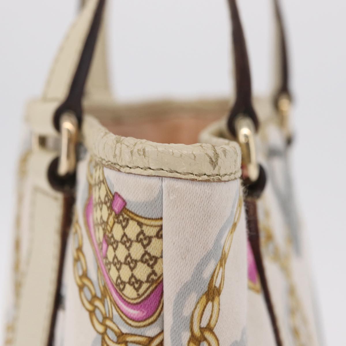 GUCCI Tote Bag Satin White Gold 153361 Auth ep16297