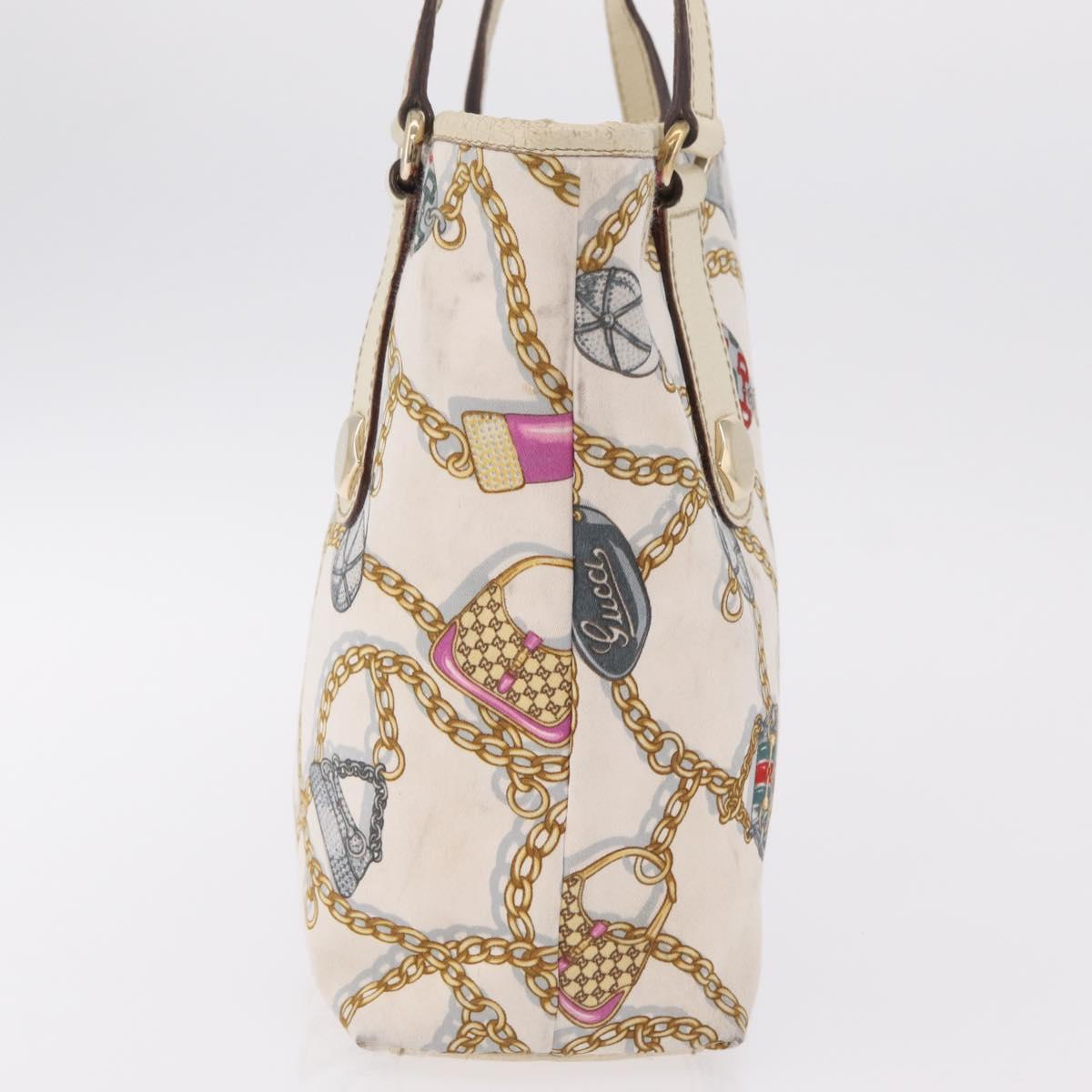 GUCCI Tote Bag Satin White Gold 153361 Auth ep16297