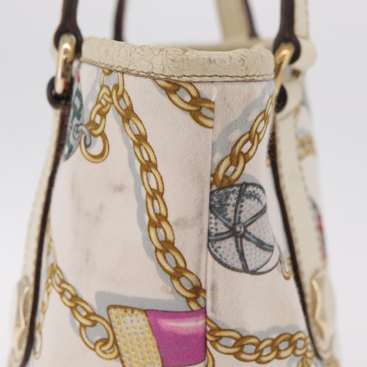 GUCCI Tote Bag Satin White Gold 153361 Auth ep16297