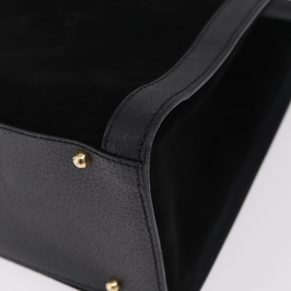 GUCCI Bamboo Hand Bag Leather Suede Black Gold 002 1186 0260 Auth ep16298