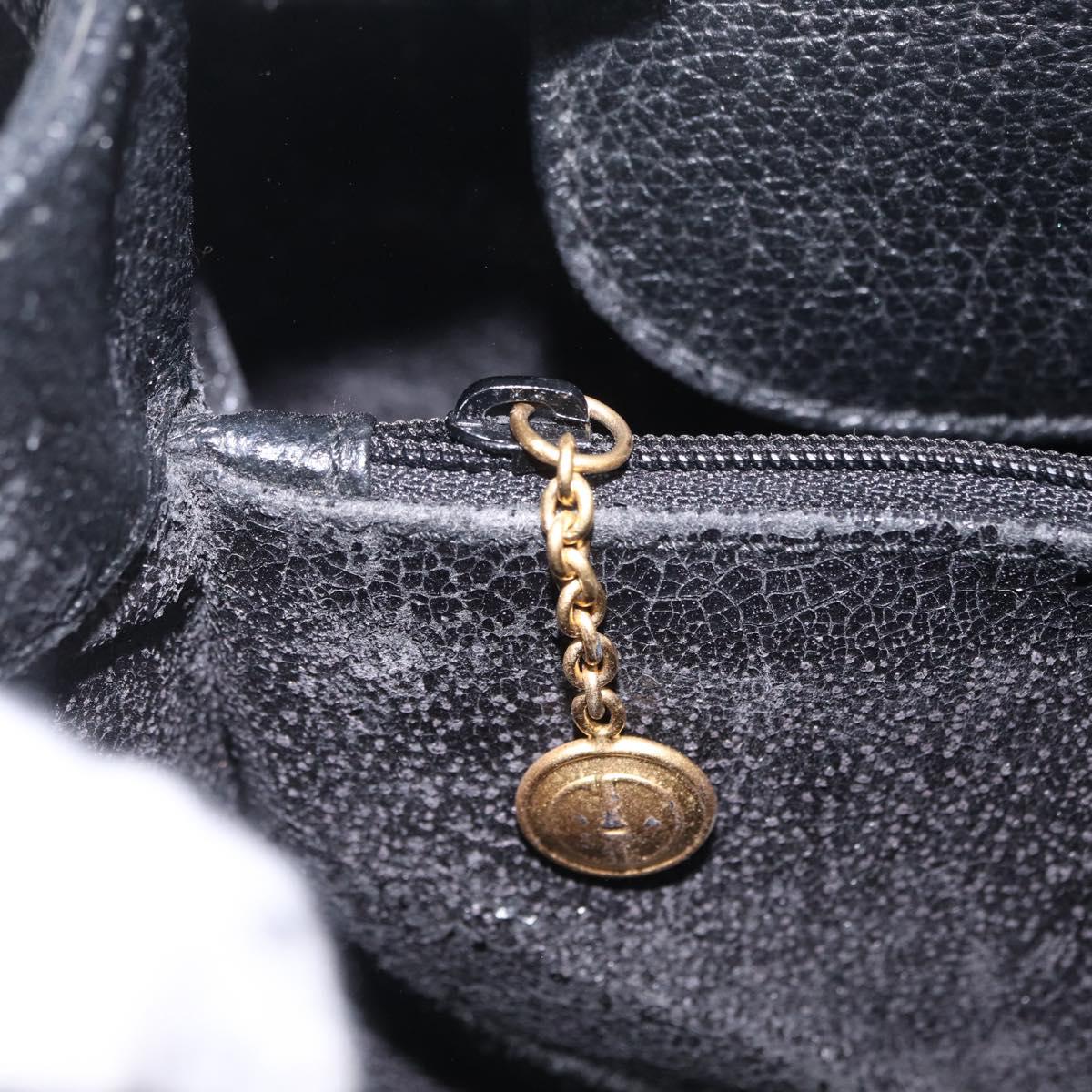 GUCCI Bamboo Hand Bag Leather Suede Black Gold 002 1186 0260 Auth ep16298