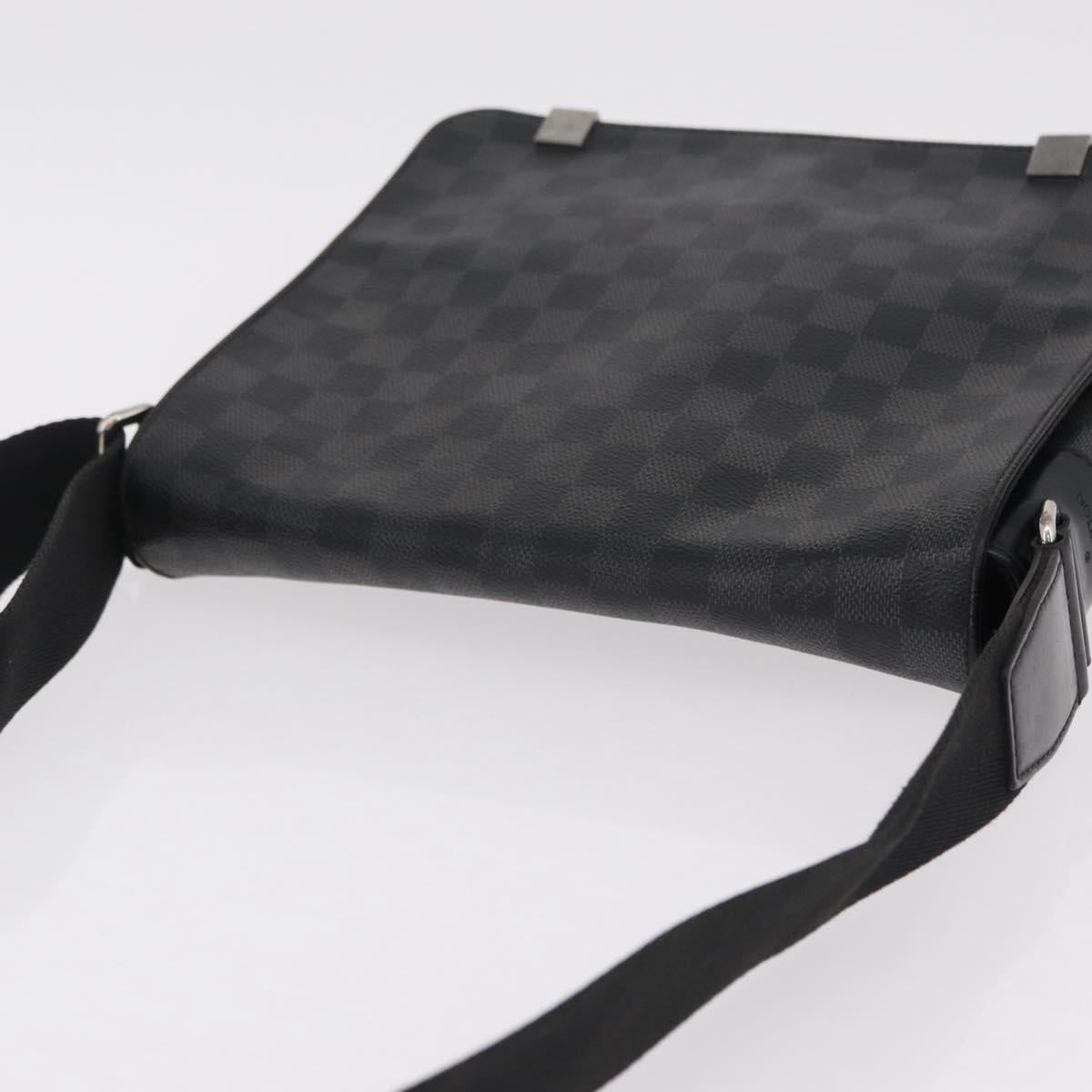 LOUIS VUITTON Damier Graphite District PM Shoulder Bag N41260 LV Auth ep16302