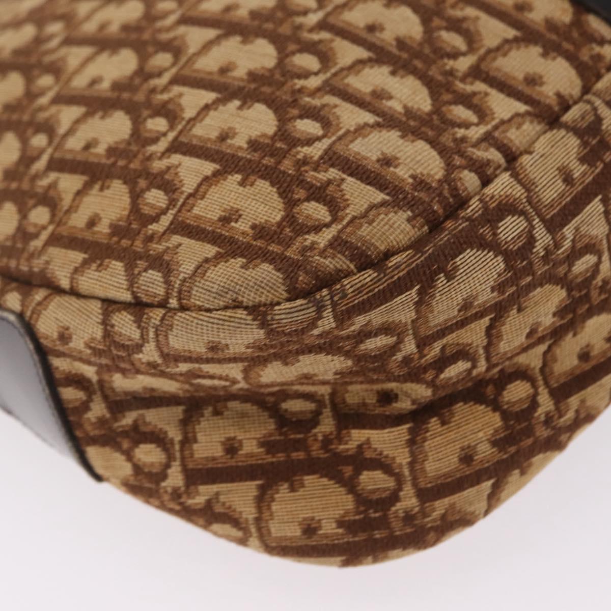 Christian Dior Trotter Canvas Shoulder Bag Beige Gold Auth ep16325