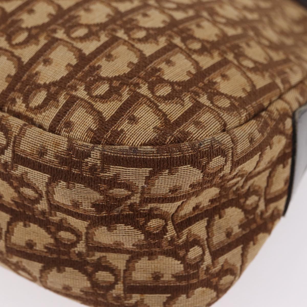 Christian Dior Trotter Canvas Shoulder Bag Beige Gold Auth ep16325