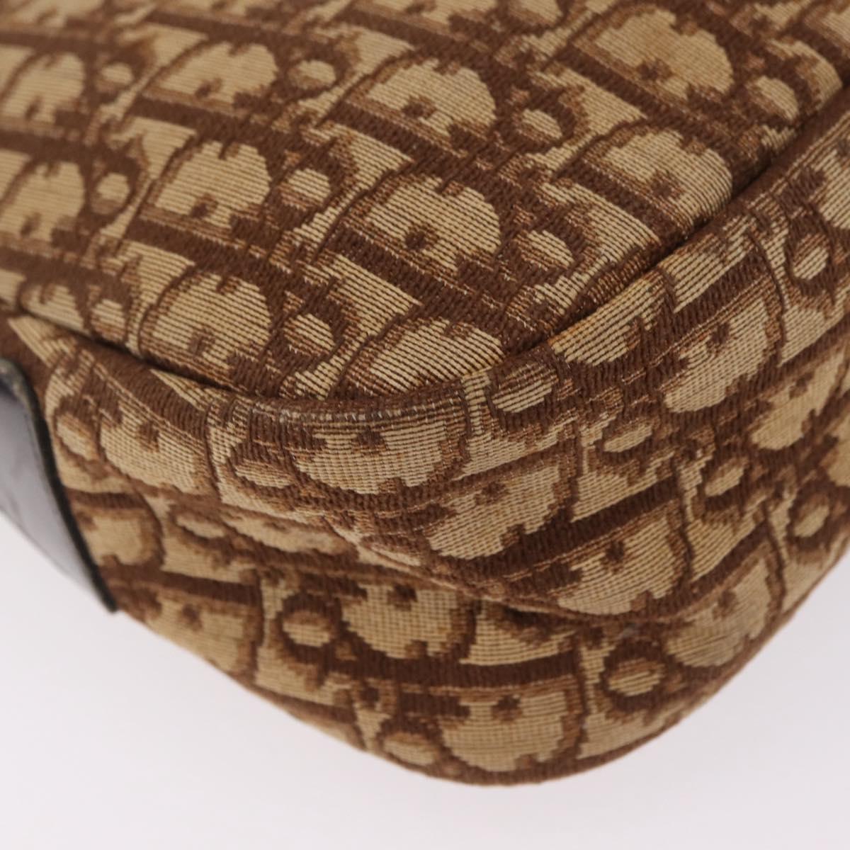 Christian Dior Trotter Canvas Shoulder Bag Beige Gold Auth ep16325