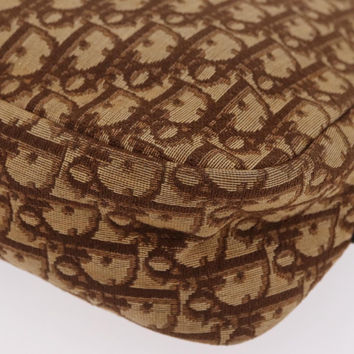 Christian Dior Trotter Canvas Shoulder Bag Beige Gold Auth ep16325