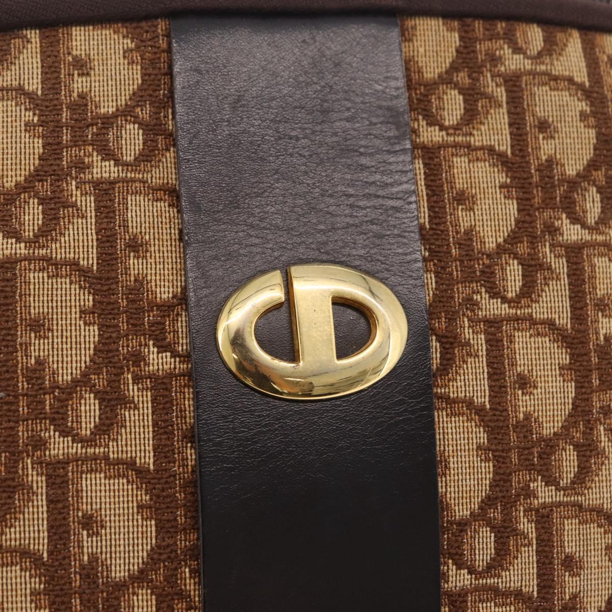 Christian Dior Trotter Canvas Shoulder Bag Beige Gold Auth ep16325