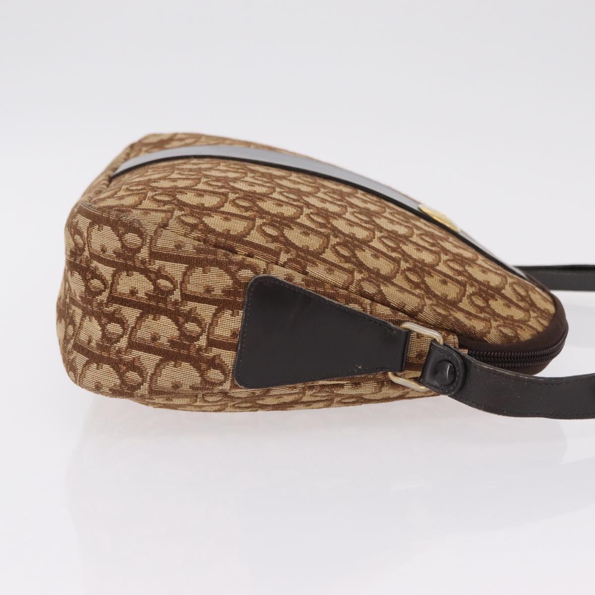 Christian Dior Trotter Canvas Shoulder Bag Beige Gold Auth ep16325