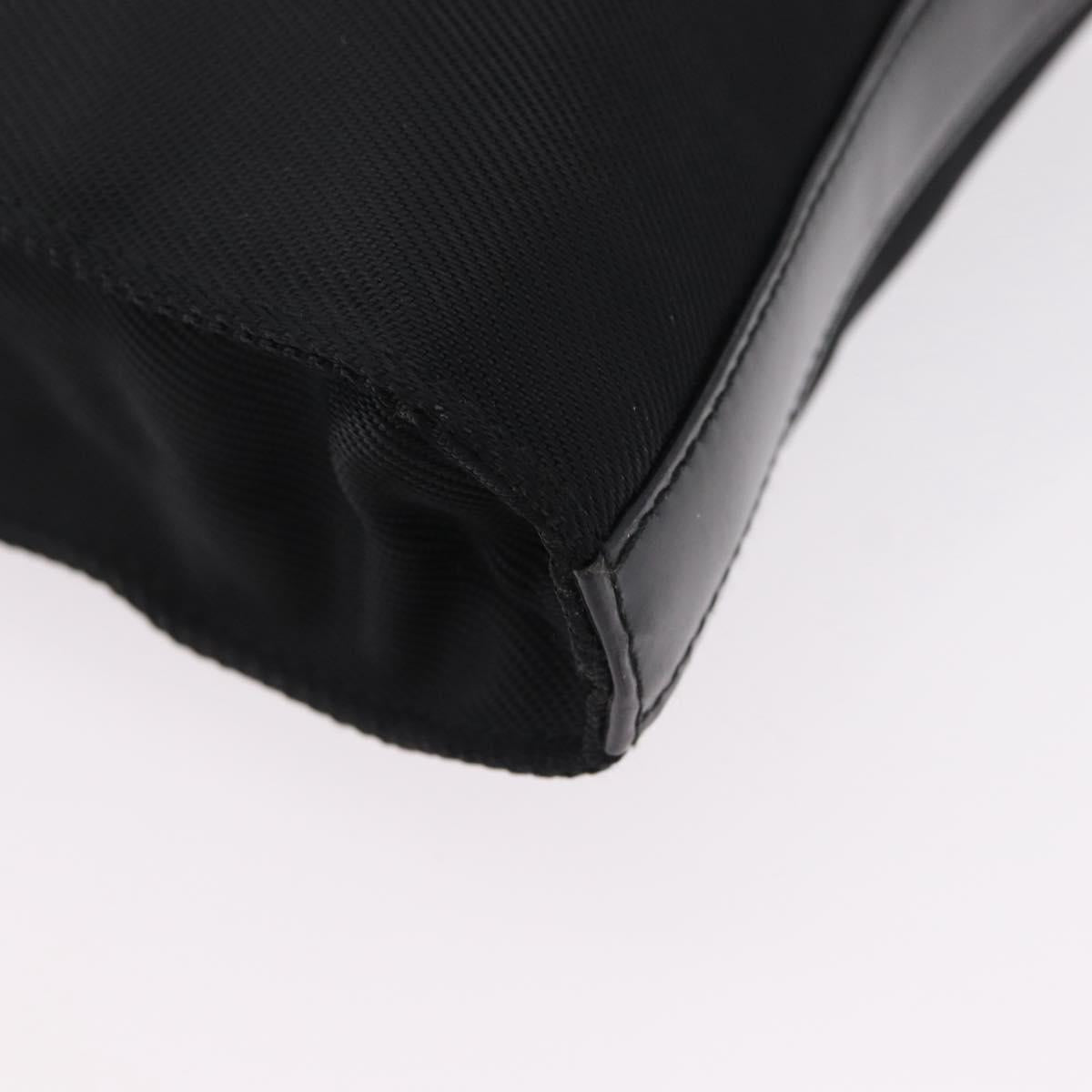 GUCCI Bamboo Hand Bag Nylon Black Silver Auth ep16327