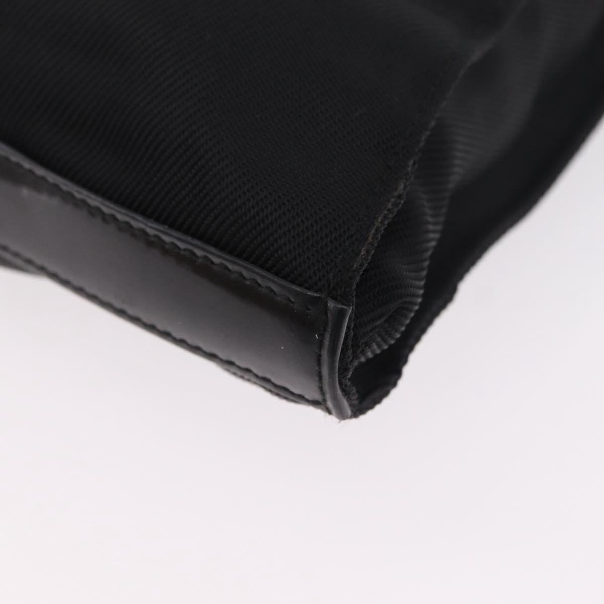 GUCCI Bamboo Hand Bag Nylon Black Silver Auth ep16327