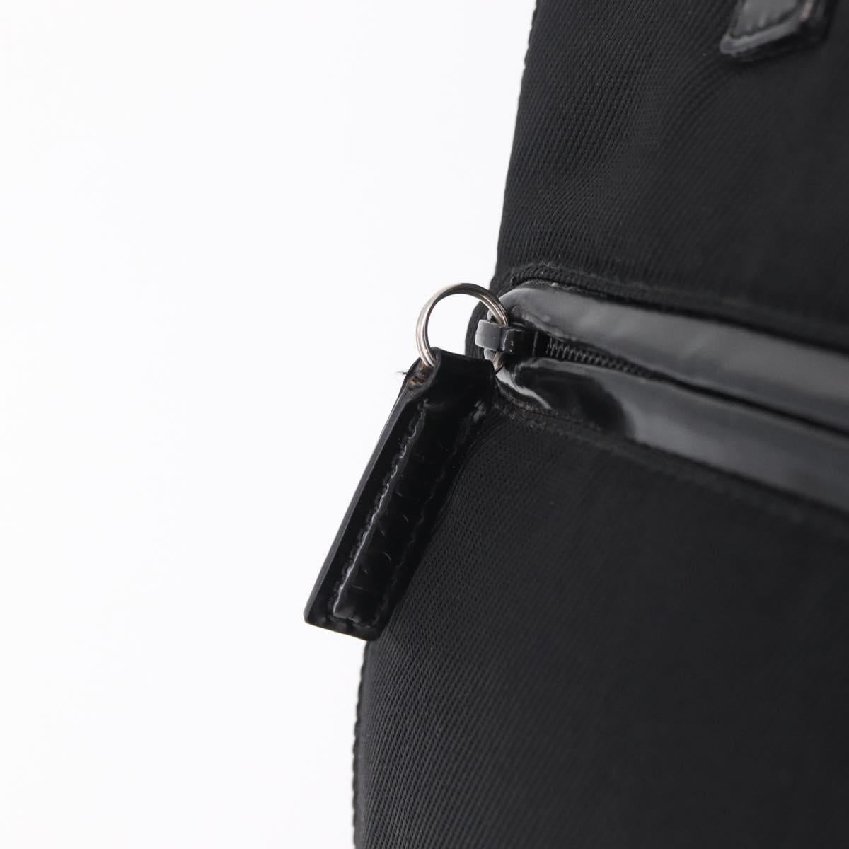 GUCCI Bamboo Hand Bag Nylon Black Silver Auth ep16327