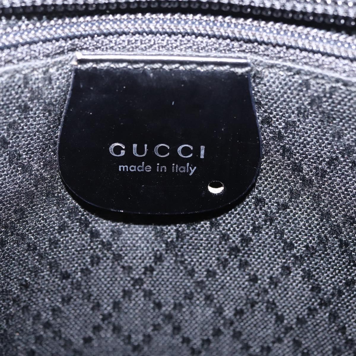 GUCCI Bamboo Hand Bag Nylon Black Silver Auth ep16327