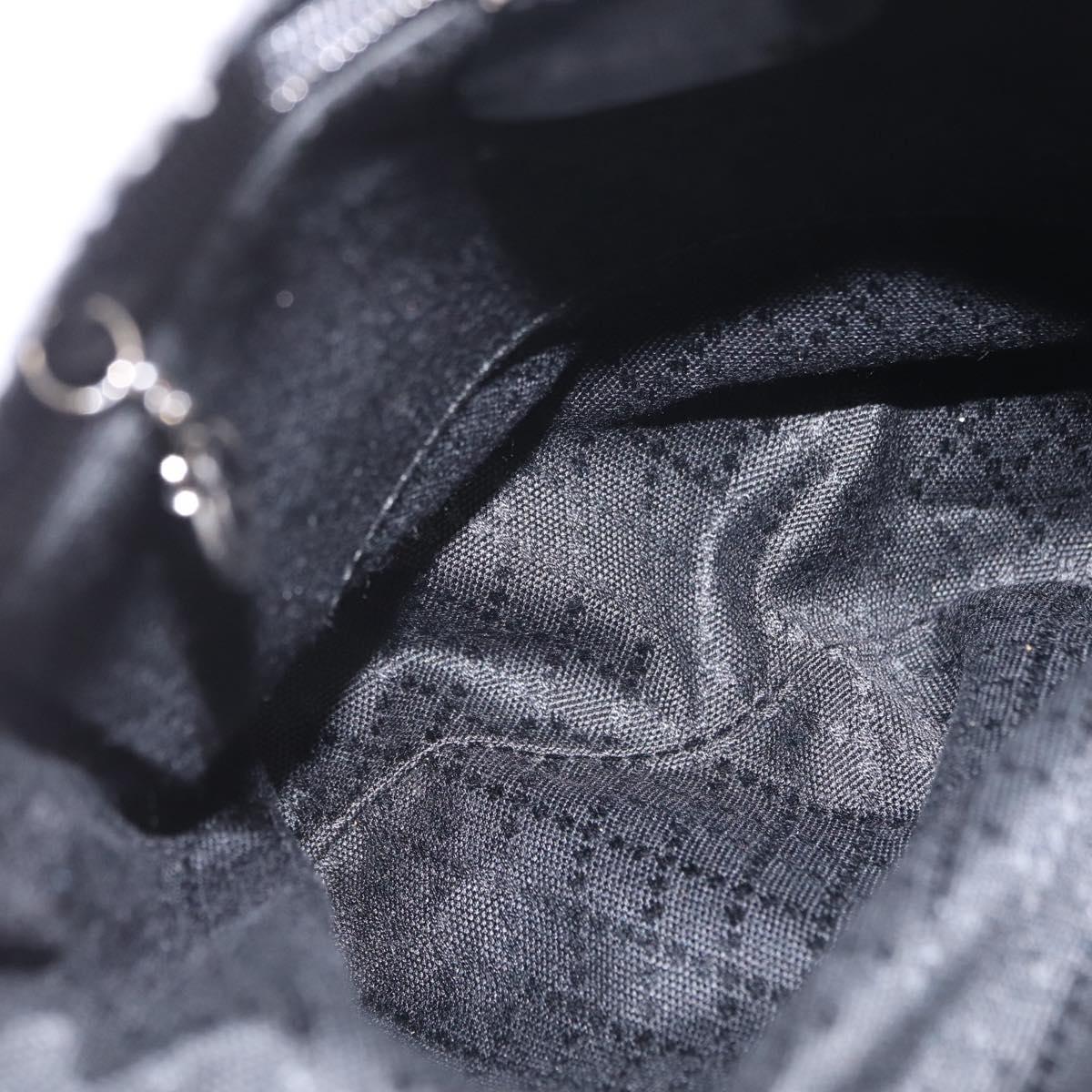 GUCCI Bamboo Hand Bag Nylon Black Silver Auth ep16327