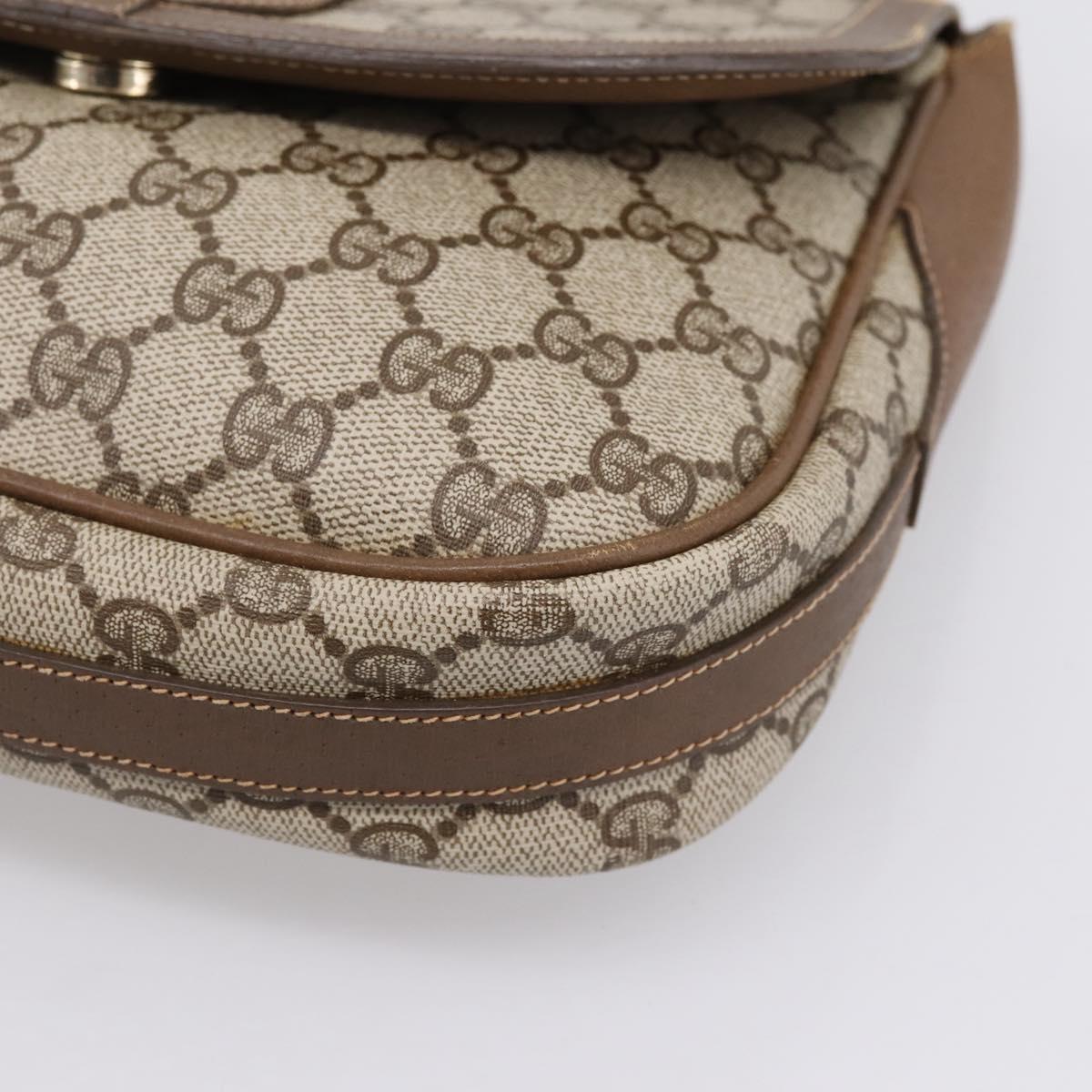GUCCI GG Supreme Shoulder Bag PVC Beige Gold Auth ep16328