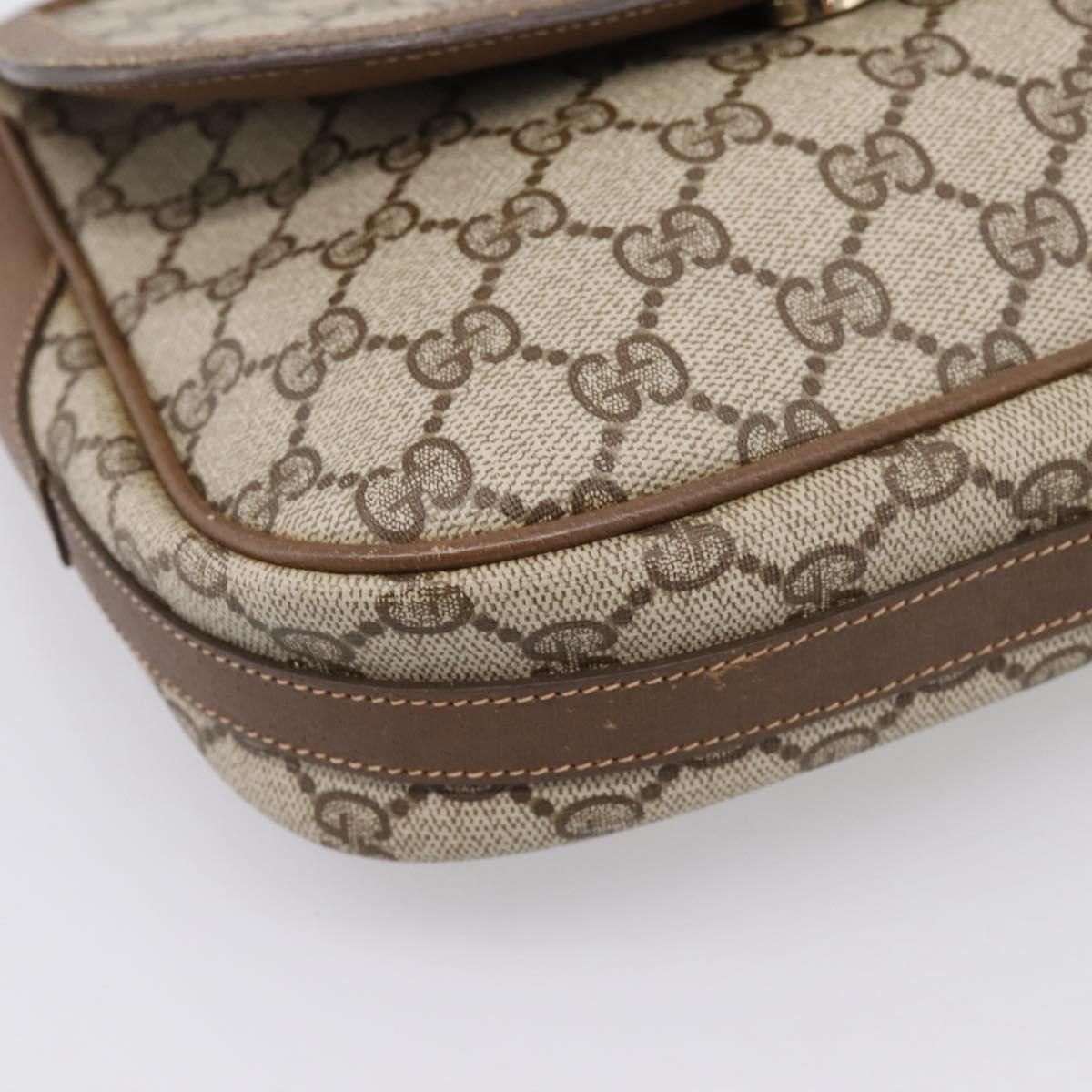 GUCCI GG Supreme Shoulder Bag PVC Beige Gold Auth ep16328