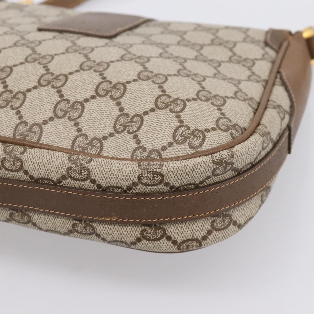GUCCI GG Supreme Shoulder Bag PVC Beige Gold Auth ep16328